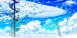 1girl air_bubble bubble clouds day flying_whale highres original outdoors scenery sky spiral_staircase stairs whale wind ya_yan 
