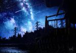 artist_name grass highres kumeki_(kk4615) lake night night_sky no_humans original outdoors power_lines scenery signature silhouette sky star_(sky) starry_sky tree 