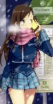  1girl alternate_costume breasts brown_hair commentary_request hair_ornament hairclip long_hair murata_tefu school_uniform skirt solo sophia_esteed standing star_ocean star_ocean_till_the_end_of_time 