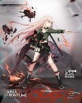  1girl ahoge alternate_costume bangs belt black_footwear black_nails black_skirt black_tank_top boots buckle character_name clenched_teeth collarbone copyright_name cross cross-laced_footwear cross_earrings damaged drone drumsticks earrings fire full_body girls_frontline glaring green_jacket gun hand_up heavy_machine_gun holding holding_drumsticks holding_gun holding_weapon injury jacket jewelry lace-up_boots leather leather_choker leather_wrist_straps light_orange_hair long_hair long_skirt looking_afar machine_gun multiple_earrings multiple_rings nail_polish necklace o-ring off_shoulder official_art open_clothes open_jacket parted_lips pink_hair pointing punk red_eyes ring rocker-chic side_slit sidelocks skirt solo standing tank_top teeth thigh_strap torn_clothes torn_skirt tuye type_80 type_80_(girls_frontline) very_long_hair weapon weapon_case wind wrist_straps 