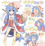  1girl :d ? ^_^ arm_up bandana_waddle_dee bangs blue_eyes blue_hair blush boned_meat chibi closed_eyes closed_eyes coat collarbone commentary_request dress eyebrows_visible_through_hair fang flower food fur-trimmed_coat fur-trimmed_sleeves fur_trim genderswap genderswap_(mtf) grin hair_between_eyes hair_ornament hammer hat heart highres hizuki_yayoi holding holding_food holding_hammer holding_plate king_dedede kirby kirby_(series) long_hair long_sleeves super_mario_bros. meat new_super_mario_bros._u_deluxe nintendo open_mouth outstretched_arm personification plate red_coat red_dress red_hat shaded_face shoes short_dress smile spoken_question_mark standing strapless strapless_dress very_long_hair waddle_dee wide_sleeves yellow_flower 