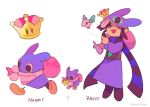  2boys artist_name bag bandanna bird brown_eyes character_name crown gloves hat jewelry long_sleeves super_mario_bros. multiple_boys nabbit new_super_mario_bros._u_deluxe nintendo open_mouth over_shoulder pointy_ears ravio scarf simple_background super_crown temmie_chang the_legend_of_zelda the_legend_of_zelda:_a_link_between_worlds white_background 