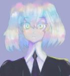 1other androgynous black_shirt diamond diamond_(houseki_no_kuni) eyelashes flat_chest gemstone houseki_no_kuni iridescent lipgloss multicolored_eyes multicolored_hair