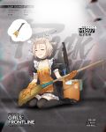  1girl alternate_costume animal animal_on_head apron artist_request bangs black_legwear blonde_hair blush breasts broom brown_footwear character_name cloth collarbone copyright_name dreaming dress drooling electric_guitar facing_viewer flying_sweatdrops frilled girls_frontline gloves guitar gun hair_ornament hair_tie holding holding_broom instrument loafers m1897_(girls_frontline) maid mop_bucket official_art on_head open_mouth orange_gloves puffy_short_sleeves puffy_sleeves shoes short_hair short_sleeves shotgun sitting sleeping small_breasts solo sparkle thigh-highs thighs wariza weapon winchester_model_1897 xiao_di zzz 