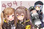  /\/\/\ 404_(girls_frontline) 4girls anger_vein arm_up armband artist_name bangs beret blunt_bangs blush brown_hair collar drooling facial_mark fang fang_out fingerless_gloves flush g11_(girls_frontline) girls_frontline gloves green_eyes hair_ornament hair_ribbon hairclip hat hk416_(girls_frontline) holding holding_pillow jacket long_hair looking_at_another looking_at_viewer moorina multiple_girls neck_ribbon one_side_up open_mouth pillow red_eyes ribbon scarf sidelocks silver_hair sleeping smile twintails ump45_(girls_frontline) ump9_(girls_frontline) v yellow_eyes zzz 