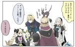  2boys 2girls animal animal_on_head armor black_armor black_bow blonde_hair bow brother_and_sister brothers cape circlet closed_mouth creatures_(company) dress eevee elise_(fire_emblem_if) female_my_unit_(fire_emblem_if) fire_emblem fire_emblem_if from_behind game_freak gen_1_pokemon gen_2_pokemon gen_4_pokemon hair_bow hairband leafeon leon_(fire_emblem_if) long_hair marks_(fire_emblem_if) multicolored_hair multiple_boys multiple_girls my_unit_(fire_emblem_if) nintendo on_head open_mouth parted_lips pink_bow pokemon pokemon_(creature) purple_hair robaco short_hair siblings simple_background smile translation_request twintails umbreon vaporeon violet_eyes white_background white_hair 