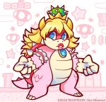  1girl armband blue_eyes borrowed_design coin crown gem gloves lipstick long_hair lord_peach makeup super_mario_bros. new_super_mario_bros._u_deluxe nintendo role_reversal solo spiked_shell super_mushroom transformation warp_pipe white_gloves 