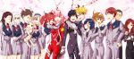  6+boys 6+girls absurdres ahoge ai_(darling_in_the_franxx) arm_around_neck bangs black_bodysuit black_hair black_pants blonde_hair blue_eyes blue_horns bodysuit breasts brown_hair cherry_blossoms child closed_eyes commentary_request couple crossed_arms crying darling_in_the_franxx dress eyebrows_visible_through_hair finger_on_nose flower futoshi_(darling_in_the_franxx) glasses gloves gorou_(darling_in_the_franxx) green_eyes grey_dress grey_shirt grey_shorts hachi_(darling_in_the_franxx) hair_ornament hairband hairclip hand_holding hand_on_another&#039;s_arm hand_on_another&#039;s_shoulder hand_on_own_arm hand_on_own_chest hand_on_own_chin hand_on_own_face hand_on_own_wrist hand_up hetero high_ponytail highres hiro_(darling_in_the_franxx) holding holding_scarf horns hug ichigo_(darling_in_the_franxx) ikuno_(darling_in_the_franxx) interlocked_fingers kokoro_(darling_in_the_franxx) leg_up light_brown_hair long_hair long_sleeves looking_at_another mar0maru medium_breasts miku_(darling_in_the_franxx) military military_uniform mitsuru_(darling_in_the_franxx) multiple_boys multiple_girls nana_(darling_in_the_franxx) naomi_(darling_in_the_franxx) necktie one_eye_closed oni_horns pants petals pilot_suit pink_hair ponytail purple_hairband red_bodysuit red_gloves red_horns red_neckwear redhead scar scar_across_eye scarf shirt short_hair shorts small_breasts tears thick_eyebrows thighs twintails uniform violet_eyes white_dress white_gloves white_hair yellow_eyes zero_two_(darling_in_the_franxx) zorome_(darling_in_the_franxx) 