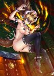  1girl adsouto bare_shoulders bikini blonde_hair blue_eyes bowser bowsette bracelet breasts collar crown genderswap genderswap_(mtf) highres horns jewelry large_breasts super_mario_bros. monster_girl new_super_mario_bros._u_deluxe nintendo spiked_bracelet spiked_collar spikes super_crown super_mario_bros. swimsuit 