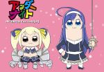  2girls blonde_hair blue_eyes blue_hair dress gloves hair_ornament hairband height_difference long_hair mika_(under_night_in-birth) multiple_girls orie_(under_night_in-birth) poptepipic short_twintails smile twintails under_night_in-birth under_night_in-birth_exe:late[st] 