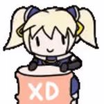  &gt;_&lt; 1girl :&gt; :d animated animated_gif banging blonde_hair drum_(container) drumming gloves hair_ornament mika_(under_night_in-birth) open_mouth short_twintails smile twintails under_night_in-birth under_night_in-birth_exe:late[st] xd 