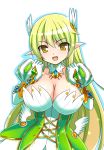  alice360 breasts collarbone elf elsword eyebrows_visible_through_hair gem grand_archer_(elsword) green_eyes green_hair hair_ornament highres large_breasts long_hair pointy_ears rena_(elsword) smile wings 