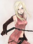  bare_shoulders blonde_hair blue_eyes elbow_gloves face final_fantasy final_fantasy_viii glasses gloves hair_down kno kno_(anahita) lips quistis_trepe solo whip 