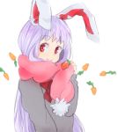  bunny_ears carrot mokeo necktie purple_hair rabbit_ears red_eyes reisen_udongein_inaba scarf touhou 