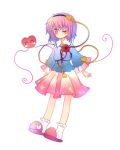  heart komeiji_satori pink_eyes pink_hair slippers socks torii_sumi touhou wink 