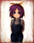  lucky_star overalls purple_hair ribbon ribbons short_hair 