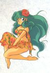  80&#039;s blue_eyes flower green_hair hair_flower hair_ornament long_hair lum nakajima_atsuko oldschool urusei_yatsura 