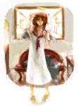  bad_id barefoot brown_hair haibane_renmei halo messy_hair mimic_(artist) rakka school_uniform serafuku short_hair static_cling toothbrush wings 