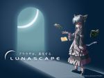 book cat_ears cat_tail lunascape moon personification tail takashima_aki wallpaper 