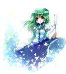green_hair japanese_clothes kochiya_sanae long_hair miko skirt suzushiro_kurumi touhou