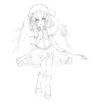  flandre_scarlet hat hat_ribbon hat_ribbons laevatein mary_janes monochrome noorrzz ribbon ribbons shoes short_hair side_ponytail sketch socks touhou traditional_media wings 