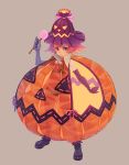  candy food_themed_clothes halloween lollipop original pumpkin red_hair redhead simple_background swirl_lollipop weno 