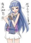  blue_hair blunt_bangs clenched_hand fist hair_tubes hottan hottan! kannagi long_hair nagi skirt translated 