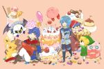  blonde_hair blue_eyes blue_hair cake candy cape checkerboard_cookie chocolate cookie doughnut fire_emblem fire_emblem:_souen_no_kiseki fire_emblem_path_of_radiance food fork gloves hat headband ike jelly_bean jigglypuff kirby kirby_(series) link lollipop male marth mask meta_knight mother_(game) ness nintendo pastry pikachu pointy_ears pokemon smile super_smash_bros. swirl_lollipop tail the_legend_of_zelda tiara toon_link wings yellow_eyes 