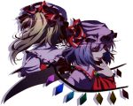  bat_wings blonde_hair blue_hair flandre_scarlet hat highres multiple_girls red_eyes remilia_scarlet ruchi short_hair siblings side_ponytail sisters touhou wings 