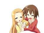  brown_hair closed_eyes family fang hujikok if_they_mated kusakabe_misao lucky_star minegishi_ayano short_hair yuri 