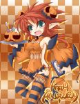  halloween pointy_ears pumpkin red_hair redhead reku rex_(artist) thighhighs 