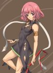  chinadress chinese_clothes earrings jewelry pink_hair purple_eyes short_hair skin_tight violet_eyes weapon 