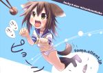  bad_id brown_hair collar dog_ears dog_tail kitahara_tomoe_(kitahara_koubou) kusakabe_misao lucky_star meatball panties school_uniform serafuku short_hair tail underwear yellow_eyes 