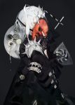  1boy absurdres ahoge black_gloves capelet ghost_(senjuushi) gloves grey_eyes highres lace lace_gloves looking_at_viewer male_focus mask partly_fingerless_gloves senjuushi:_the_thousand_noble_musketeers short_hair shoulder_armor shoulder_spikes solo spikes white_hair xdakn 