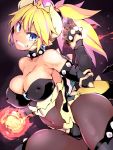  1girl alternate_costume bangs bare_shoulders blonde_hair blue_earrings blue_eyes bowsette bracelet breasts brooch cleavage clenched_teeth collar collarbone commentary_request covered_navel determined erect_nipples fire fireball hair_between_eyes hair_bobbles hair_ornament hand_up horns jewelry large_breasts long_ponytail looking_at_viewer super_mario_bros. navel new_super_mario_bros._u_deluxe nintendo pointy_ears powering_up reflective_eyes sapphire_(stone) see-through sharp_teeth shiny shiny_hair shiny_skin short_hair sidelocks solo spiked_bracelet spiked_collar spiked_knuckles spiked_shell spiked_tail spikes super_crown tagme teeth thick_thighs thighs tomoshibi_hidekazu toned 