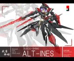  1girl altines blue_eyes breasts busou_shinki doll_joints highres letterboxed mecha_musume midriff misenouchi navel purple_hair red_eyes short_hair small_breasts smile solo sword weapon zoom_layer 