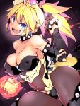  1girl alternate_costume bangs bare_shoulders blonde_hair blue_earrings blue_eyes bowsette bracelet breasts brooch cleavage collar covered_navel erect_nipples fire fireball hair_between_eyes hair_bobbles hair_ornament hand_up horns jewelry large_breasts long_ponytail looking_at_viewer super_mario_bros. navel new_super_mario_bros._u_deluxe nintendo open_mouth pointy_ears powering_up reflective_eyes sapphire_(stone) see-through sharp_teeth shiny shiny_hair shiny_skin short_hair sidelocks smile solo spiked_bracelet spiked_collar spiked_knuckles spiked_shell spiked_tail spikes super_crown tagme teeth thick_thighs thighs tomoshibi_hidekazu toned 