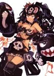  1girl absurdres black_eyes black_hair black_legwear breasts bullet_bill chain_chomp constricted_pupils crown dress dual_wielding gauntlets grin hair_ornament highres holding kaamin_(mariarose753) kneehighs looking_at_viewer super_mario_bros. medium_breasts new_super_mario_bros._u_deluxe nintendo princess_chain_chomp sharp_teeth short_dress smile solo strapless strapless_dress super_crown teeth torn_clothes torn_dress white_background 