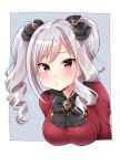  1girl blush eyebrows_visible_through_hair hair_ribbon idolmaster idolmaster_cinderella_girls kanzaki_ranko looking_at_viewer mio_(mgr300) pout red_eyes ribbon shirt short_twintails silver_hair solo twintails 