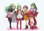  4girls ahoge boots braid chiki cloak coat dragon_girl dress fa fire_emblem fire_emblem:_ankoku_ryuu_to_hikari_no_tsurugi fire_emblem:_fuuin_no_tsurugi fire_emblem:_kakusei fire_emblem:_mystery_of_the_emblem fire_emblem:_shin_ankoku_ryuu_to_hikari_no_tsurugi fire_emblem:_shin_monshou_no_nazo green_eyes green_hair jewelry kurosawa_tetsu long_hair looking_at_viewer matching_hair/eyes multiple_girls necklace nintendo nn_(fire_emblem) nowi_(fire_emblem) pink_hair pointy_ears ponytail purple_hair short_hair smile standing thigh-highs twin_braids violet_eyes 