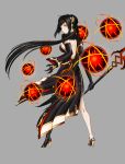  196502 1girl absurdres ara_han black_hair circle_formation earrings elsword energy_ball fluffy_collar hair_ornament hairpin highres holding holding_weapon jewelry long_hair looking_back orb polearm spear weapon yama_raja_(elsword) yellow_eyes 