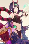  1girl choker cis05 creature crop_top fate/grand_order fate_(series) horns midriff navel panties purple_hair shuten_douji_(fate/grand_order) underwear 