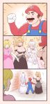  &gt;_&lt; 1boy 3girls 3koma bare_shoulders black_dress blue_eyes blush bowsette bracelet breasts cleavage closed_eyes collar comic crossed_arms crown dress earrings elbow_gloves expressive_clothes facial_hair fingernails gloves grin hat highres horns jewelry large_breasts long_hair mario super_mario_bros. multiple_girls mustache new_super_mario_bros._u_deluxe nintendo one_eye_closed otonari pink_dress pointy_ears princess_king_boo princess_peach sharp_fingernails silent_comic smile spiked_armlet spiked_bracelet spiked_collar spikes strapless strapless_dress super_crown white_dress white_gloves 