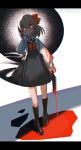  1girl blood blood_on_face blood_on_fingers blood_stain bloody_clothes bloody_weapon blouse cleaver darkness hair_ribbon highres kky long_sleeves red_eyes ribbon rumia short_hair skirt touhou weapon 
