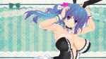  1girl 3d 3d_custom_girl animal_ears bare_shoulders blue_eyes blue_hair blush breasts cleavage frills highres large_breasts long_hair looking_at_viewer rabbit_ears solo taii_(tng1014) upper_body wrist_cuffs 