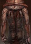  1boy blood commentary_request gloves hat helmet katekari_yuusuke male_focus monster muscle pale_skin pyramid_head silent_hill silent_hill_2 solo weapon 