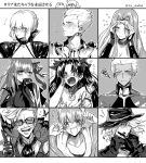  ... /\/\/\ 4boys 5girls animal_ears archer armor artoria_pendragon_(all) aruti bangs bare_shoulders black_hair blush breasts bug butterfly character_request choker cleavage commentary_request dark_skin dark_skinned_male earrings edmond_dantes_(fate/grand_order) facial_hair facial_mark fangs fate/grand_order fate_(series) fedora flying_sweatdrops forehead_mark fujimaru_ritsuka_(female) fujimura_taiga gilgamesh glasses gloves greyscale hair_over_one_eye hair_ribbon hat highres hoop_earrings insect ishtar_(fate/grand_order) james_moriarty_(fate/grand_order) jewelry long_hair long_sleeves looking_at_viewer looking_away medjed meltlilith monochrome multiple_boys multiple_girls mustache one_eye_closed open_mouth parted_bangs pointing pointing_at_viewer ribbon rider saber_alter short_hair sweatdrop translation_request twintails very_long_hair very_long_sleeves white_hair 