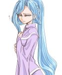  1girl blue_hair breasts chrono_trigger closed_mouth commentary_request high_ponytail long_hair looking_at_viewer ponytail robe s-a-murai schala_zeal simple_background solo standing upper_body white_background 