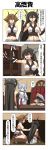  3girls 4koma absurdres arm_guards bangs blue_hair blunt_bangs brown_eyes brown_hair comic commentary_request dress headgear highres kantai_collection little_boy_admiral_(kantai_collection) long_hair multiple_girls murakumo_(kantai_collection) mutsu_(kantai_collection) nagato_(kantai_collection) rappa_(rappaya) red_eyes sailor_dress translation_request 