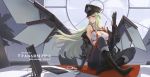  1girl antennae artist_name black_footwear black_gloves black_jacket black_pants blush boots braid breasts character_name cleavage commentary_request computer copyright_name crop_top cuffs dated desk fingerless_gloves fp-6 fp-6_(girls_frontline) girls_frontline gloves green_eyes green_hair gun hair_ornament handcuffs hat highres holding holding_gun holding_weapon jacket keyboard_(computer) large_breasts long_hair machinery military military_hat military_uniform mole mole_on_breast monitor off_shoulder on_desk open_mouth pants peaked_cap red_stripes shadow shield shotgun sima_naoteng sitting sitting_on_desk smile solo strap striped suspenders uniform weapon white_crop_top window 